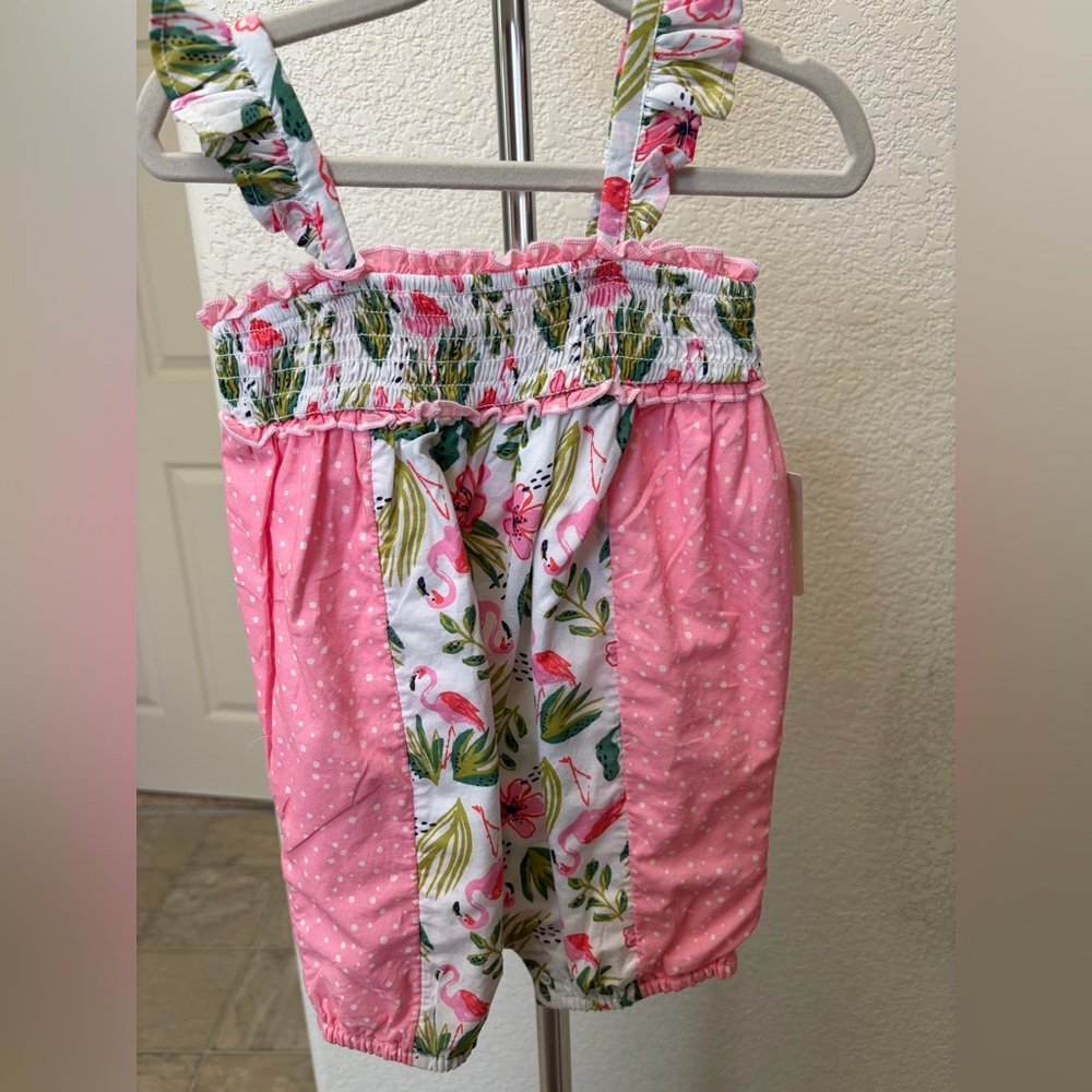 Pink Flamingo Print Baby Romoer